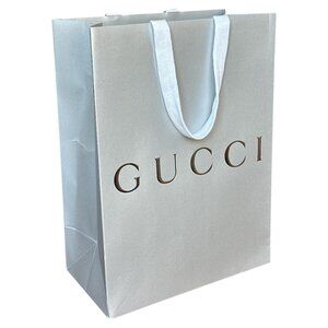 Gucci Silver Paper Shopping Bag with Ribbon